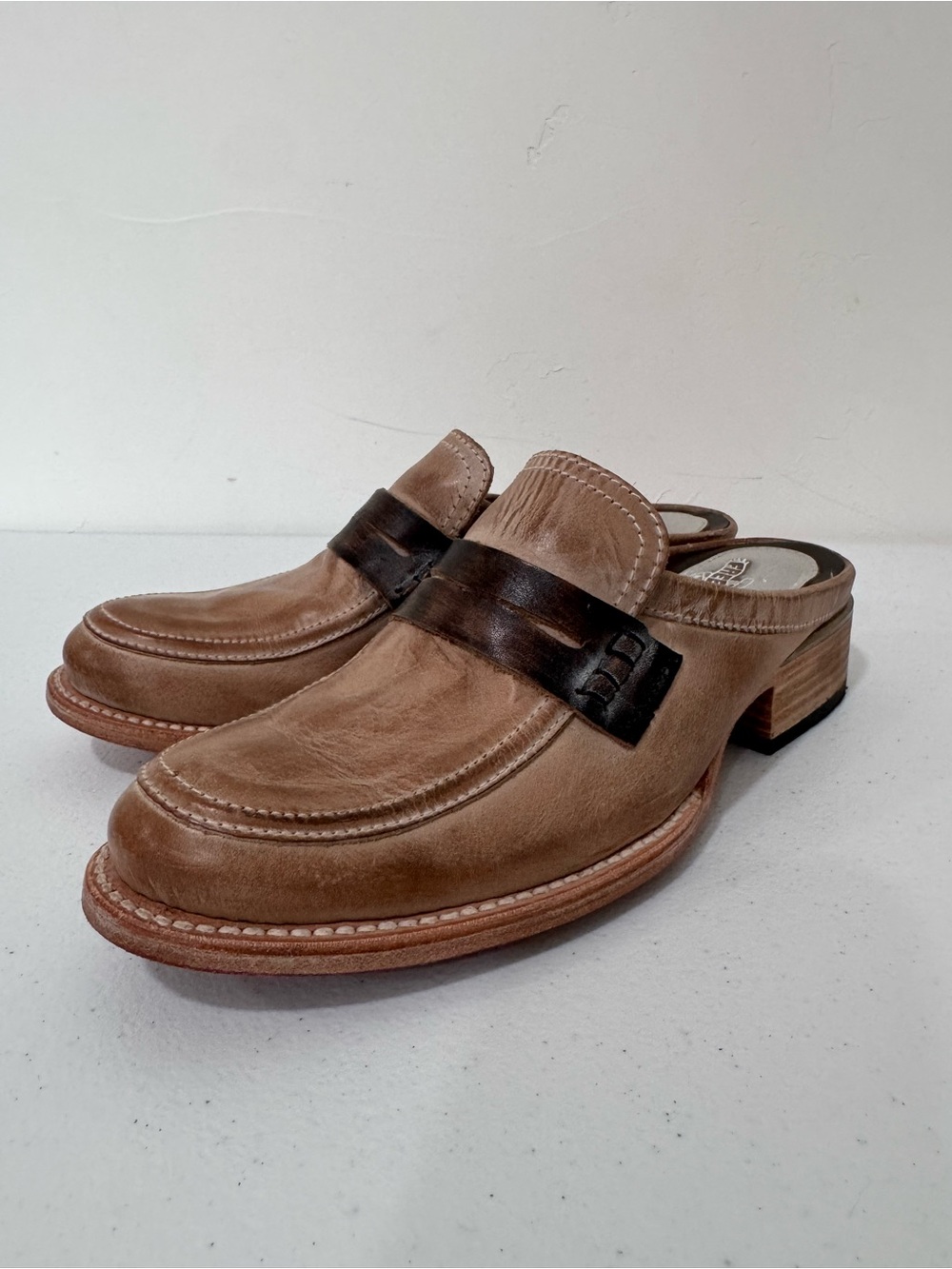 Freebird by Steven Mona Lisa Taupe Tan Brown Leather Mules Women's 8